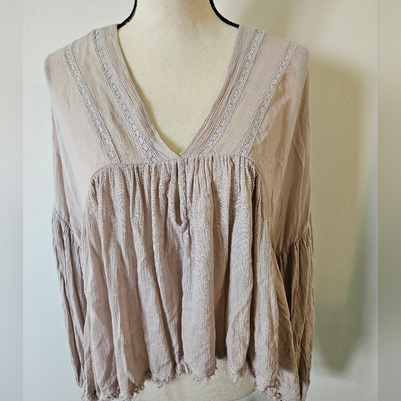 Free People Bohemian Flowy Bell Sleeve Shirt Medium - Picture 1 of 5